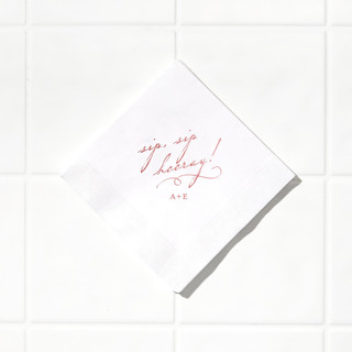 This is a white decorative paper napkins by ForYourParty called dear script napkin, cocktail size, set of 100 in standard