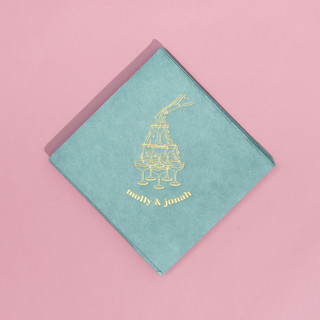 This is a green decorative paper napkins by ForYourParty called classic champagne tower napkin, cocktail size, set of 100 in standard