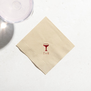 This is a beige decorative paper napkins by ForYourParty called minimal cocktail glass napkin, cocktail size, set of 50 in standard