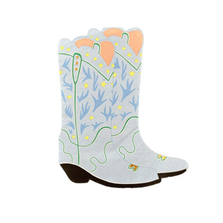 This is a blue decorative paper napkins by Jollity and Co called yeehaw large "boots" napkins - pack of 16 in standard