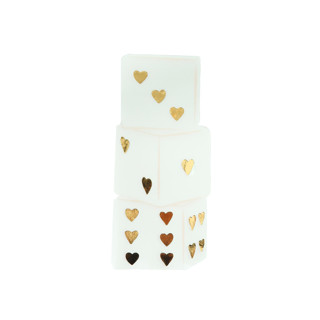 This is a white decorative paper napkins by Jollity and Co called love dice guest napkins, pack of 16 paper napkins in standard
