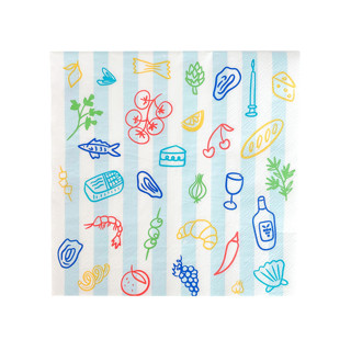 This is a multicolor decorative paper napkins by Jollity and Co called le dinner large napkins - set of 16 in standard