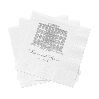This is a multicolorassorted-colors decorative paper napkins by Studio Lavender called custom venue cocktail napkins, pack of 200 in standard