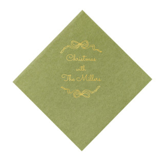 This is a green decorative paper napkins by ForYourParty called holiday bows luncheon napkins in standard