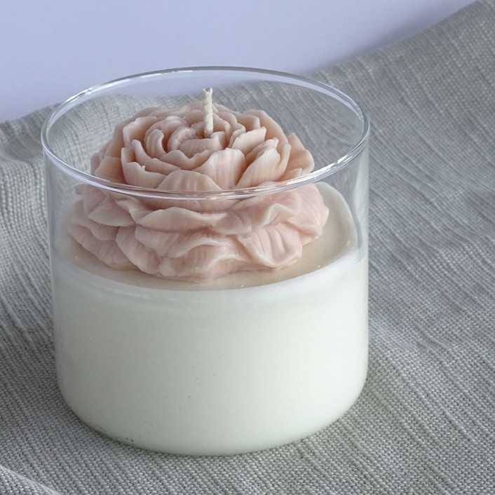 Clear Peony Candle (Tan)