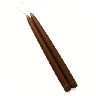 This is a brown wedding candles by Millstream Home called the 11 inch hand-dipped taper candle in dark brown in standard