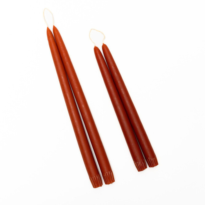 The 11 Inch Hand-Dipped Taper Candle in Burnt Orange