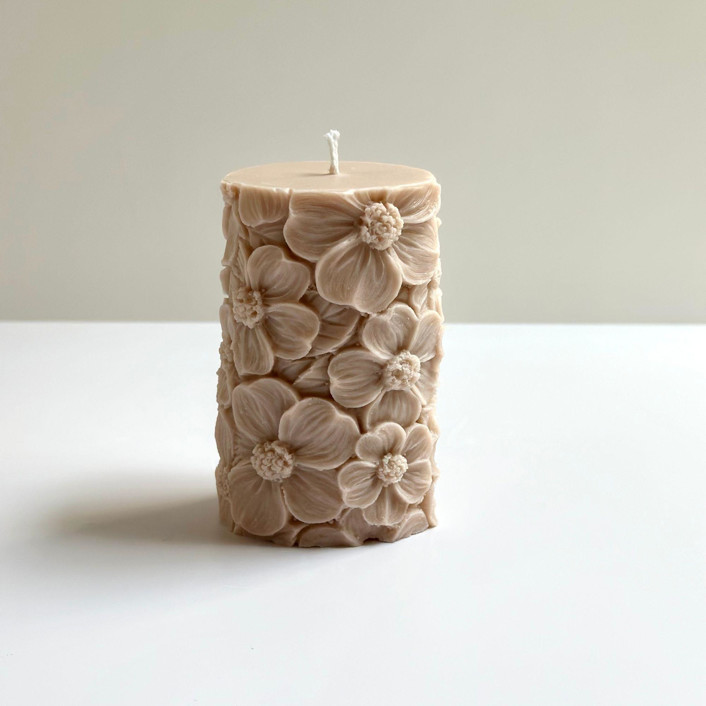 Beige Floral Pillar