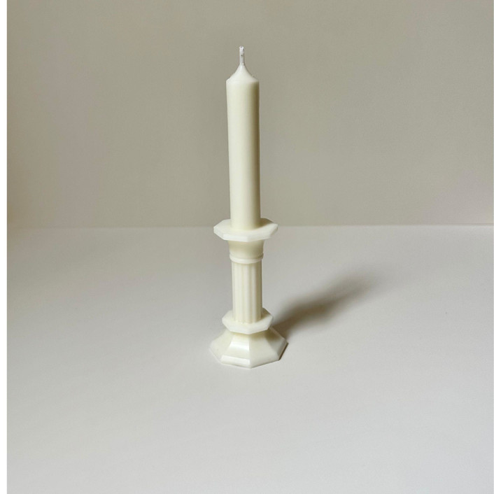 White Candle On Stand