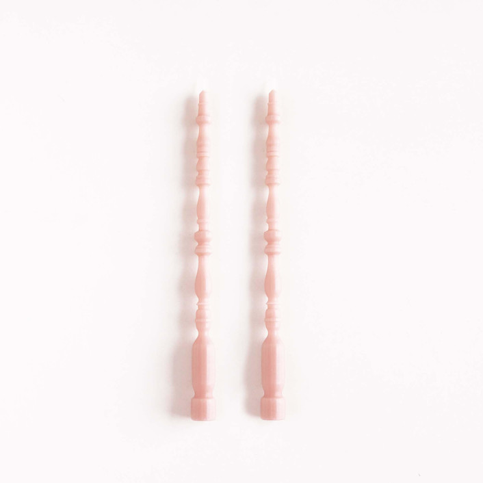 SET OF 2 - SPINDLE LEG TAPERS // ROSEWATER