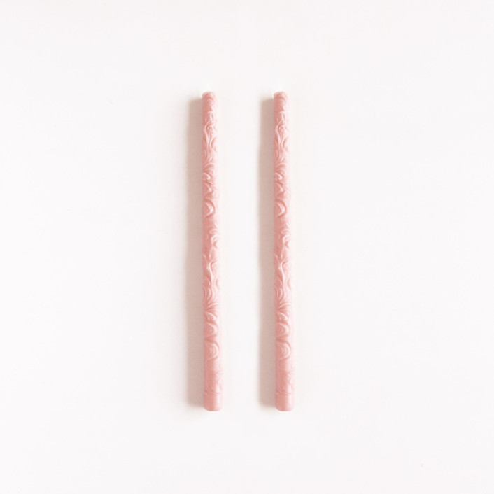 SET OF 2 - FLORA TAPERS // ROSEWATER