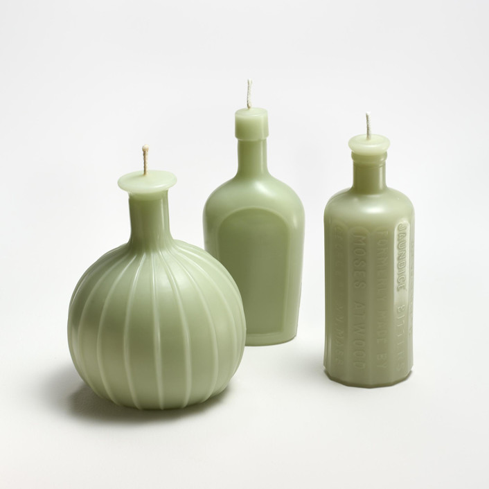 Bottles set of 3 Celadon