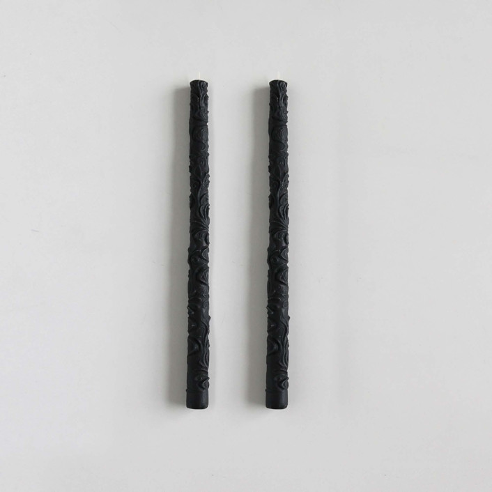 SET OF 2 - FLORA TAPERS // CHARCOAL
