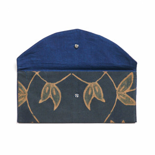 This is a blue wedding apparel by Anjali Purohit called folio indigo shibori hand crafted zero waste cotton pouch in standard