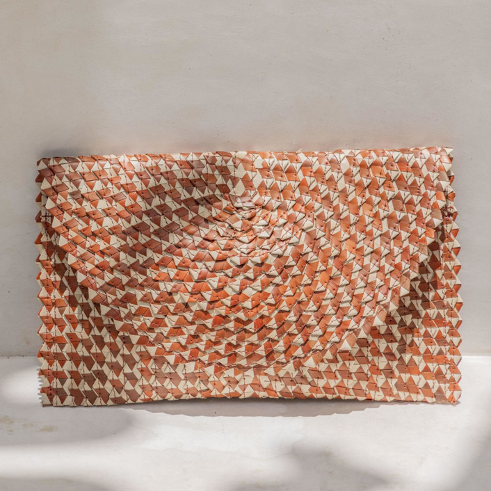 Rattan Clutch in Clay Ombre