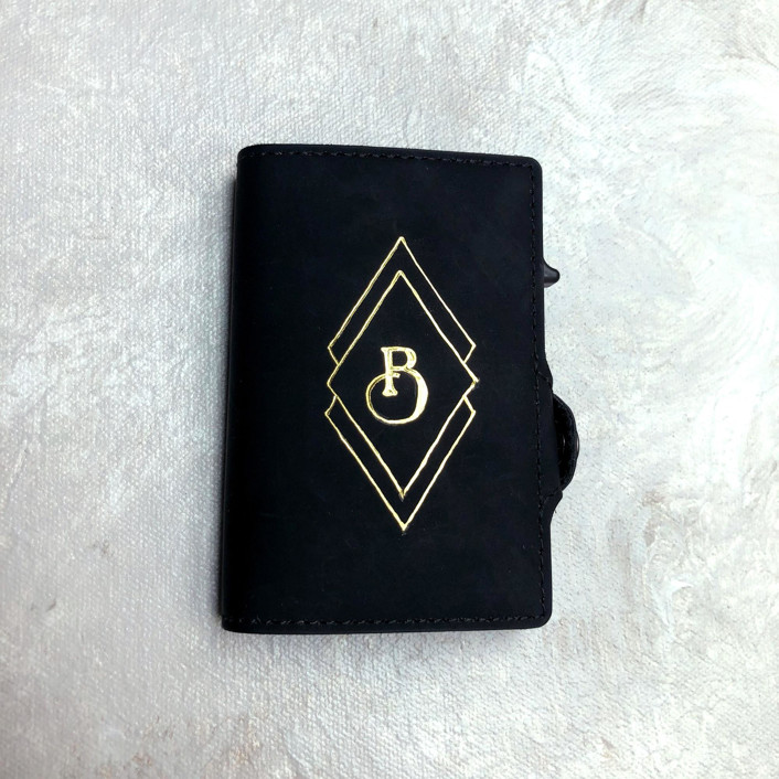 Custom Wallet Men - Art Deco Initial by Charlotte Noordzij