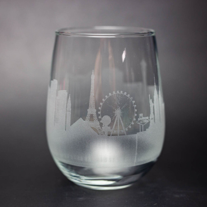 Las Vegas, Nevada Skyline Stemless Wine Glass