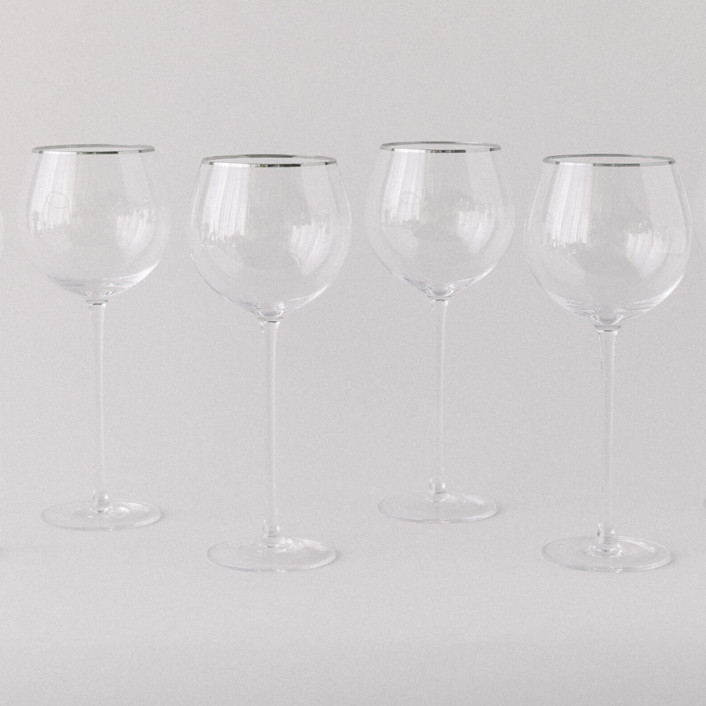SET OF 4 - SIREN STEMWARE // RED WINE IN CLEAR+PLATINUM
