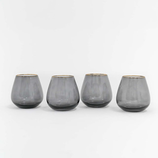 This is a black wedding drinkware by borrowed BLU called set of 4 - siren stemware // short stemless in charcoal in standard