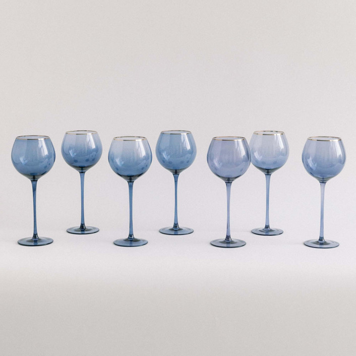 SET OF 4 - SIREN STEMWARE // WHITE WINE IN ATLANTIC BLUE