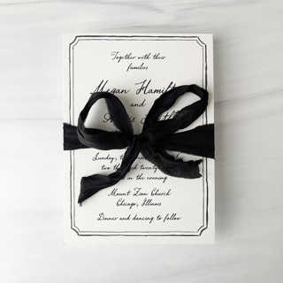 This is a black wedding ribbon by Honey Silks Co called fair trade recycled silk ribbon - black in standard