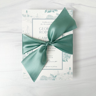 This is a green wedding ribbon by Honey Silks Co called 2" silk ribbon - seaglass in standard