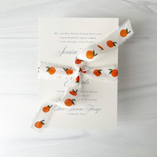 This is a orange wedding ribbon by Honey Silks Co called 1" x 5 yards cotton ribbon - persimmon in standard