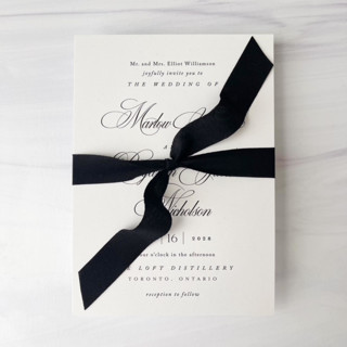 This is a black wedding ribbon by Honey Silks Co called 3/4" x 5 yards cotton ribbon - black in standard