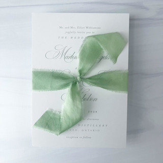 This is a green wedding ribbon by Honey Silks Co called 1" x 10 yards silk ribbon - garden green in standard