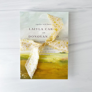 This is a yellow wedding ribbon by Honey Silks Co called 1" cotton ribbon - yellow bloom in standard