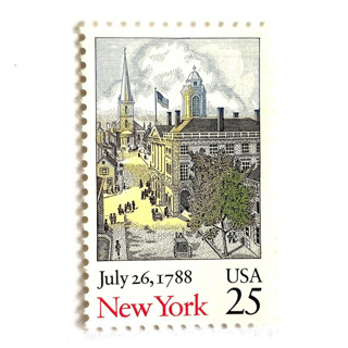 This is a beige stamps by Heritage Post House called "new york bicentenary" postage stamps | statehood issue | unused usps postage 25c | pack of 10 in standard
