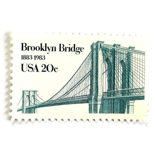 This is a blue stamps by Heritage Post House called "brooklyn bridge anniversary" new york city postage stamps | unused usps postage 20c | pack of 10 in standard