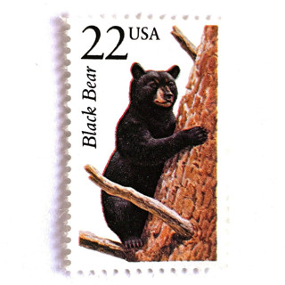This is a brown stamps by Heritage Post House called black bear postage stamps | north american wildlife series | wedding stamps | vintage unused usps postage 22c | pack of 10 in standard