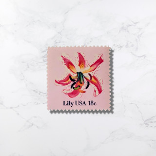 This is a pink stamps by The Silver Stamps called lily | vintage stamp, 18 cents, 1981 | 5 each in standard