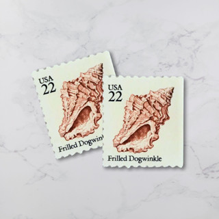 This is a beige stamps by The Silver Stamps called frilled dogwinkle | vintage stamp, 22 cents, 1985 | 5 each in standard