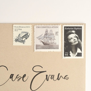 This is a black stamps by Flourish Fine Writing called timeless and elegant black and white postage set // set of 5 // $.92 in postage per set in standard