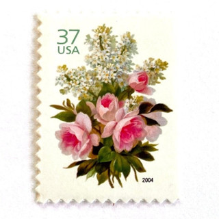This is a pink stamps by Heritage Post House called garden bouquet postage stamps | wedding series | vintage unused usps postage 37c | pack of 10 in standard