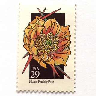 This is a yellow stamps by Heritage Post House called plains prickly pear postage stamps | american wildflower series | yellow flower | botanical | vintage unused usps postage 29c | pack of 10 in standard