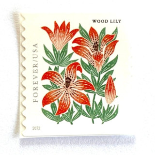 This is a red stamps by Heritage Post House called wood lily postage stamps | mountain flora series | wedding stamps | vintage unused usps postage forever stamps | pack of 10 in standard