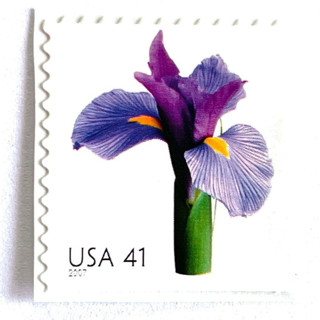This is a purple stamps by Heritage Post House called iris postage stamps | beautiful blooms series | purple flowers | vintage unused usps postage 41c | pack of 10 in standard