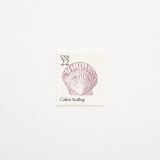 This is a purple stamps by Flourish Fine Writing called 22 cent calico seashell postage stamps // set of 10 // unused in standard