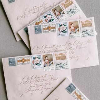 This is a multicolorassorted-colors stamps by Flourish Fine Writing called custom vintage postage set // set of 10 // $1.07 in postage in standard