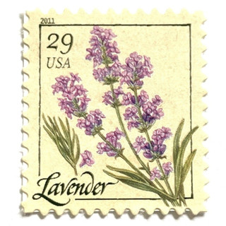 This is a purple stamps by Heritage Post House called lavender flower postage stamps | herbs series | vintage unused usps postage 29c | pack of 10 in standard