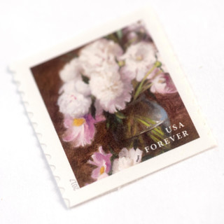 This is a pink stamps by Flourish Fine Writing called white and pink peony forever stamps // set of 10 in standard