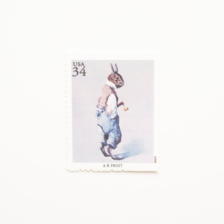 This is a blue stamps by Flourish Fine Writing called 34 cent a.b. frost, "brer rabbit" postage stamps // set of 10 // unused in standard