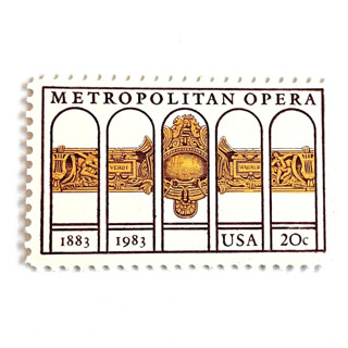 This is a gold stamps by Heritage Post House called "metropolitan opera" new york city postage stamps | unused usps postage 20c | pack of 10 in standard