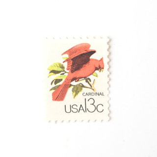 This is a red stamps by Flourish Fine Writing called 13 cent red cardinal postage stamps // set of 10 // unused vintage stamps in standard