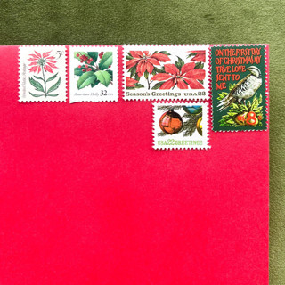 This is a multicolorassorted-colors stamps by Little Postage House called christmas poinsettia postage collection in standard