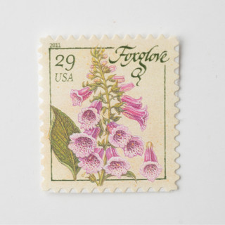 This is a pink stamps by Flourish Fine Writing called 29 cent foxglove postage stamps // set of 5 // unused vintage stamps in standard