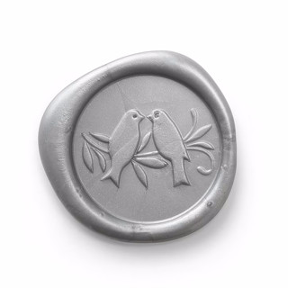 This is a silver wax seals by Papel Custom Design called love birds wax seal - silver - set of 25 in standard